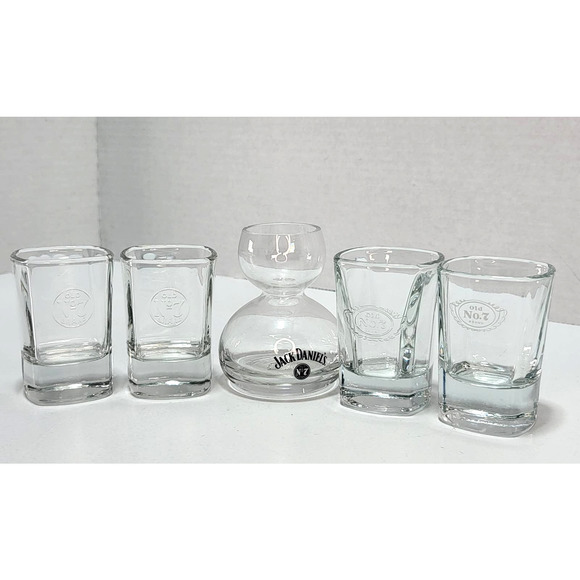 Jack Daniels Collectors Shot Glass Set of Five 5 Water Over Whiskey Shooter 2001 - Picture 2 of 5